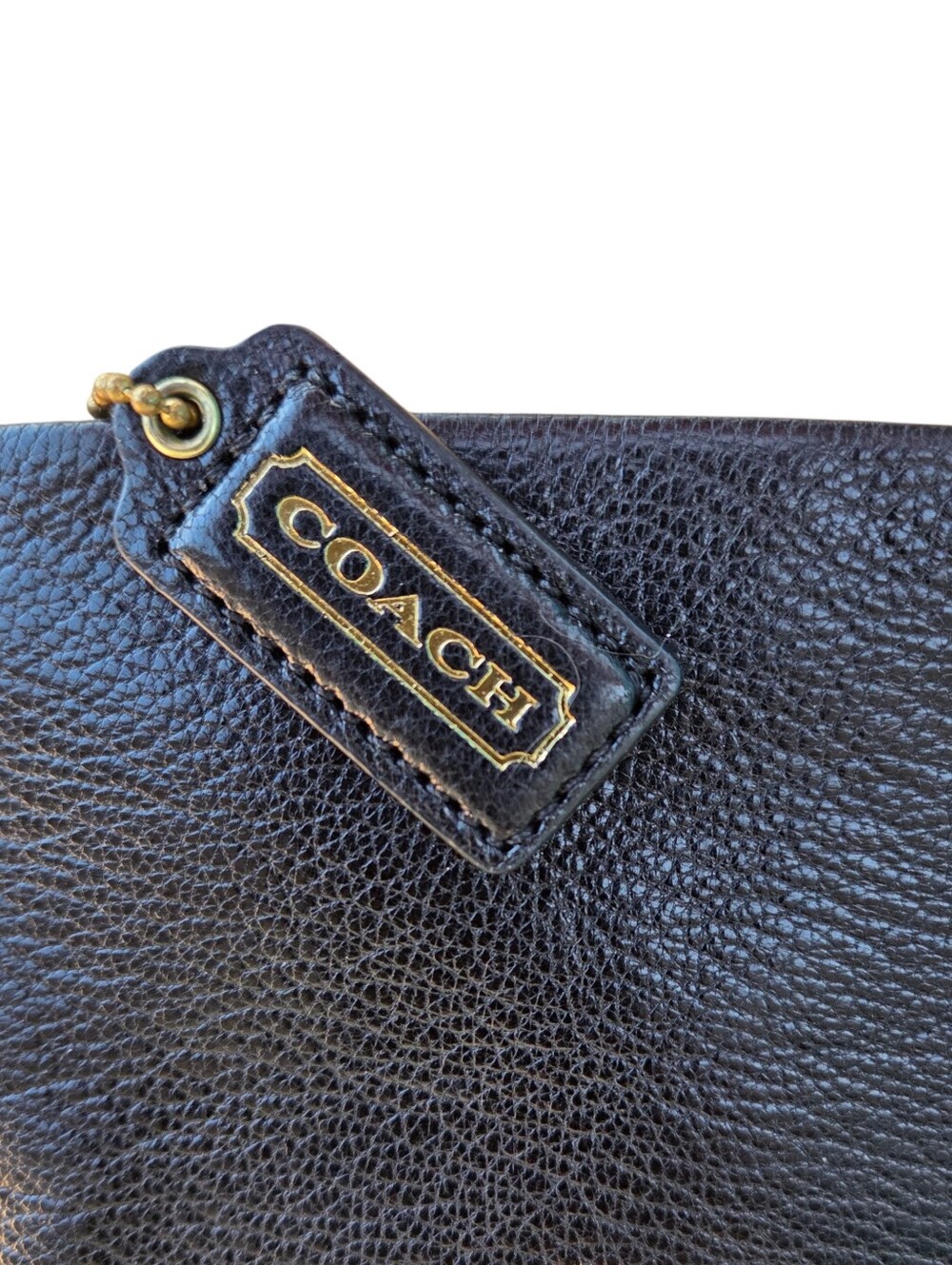 Coach - Kristin Large 14" Long Black Leather Clutch With Gold Hardware - Picture 4 of 16